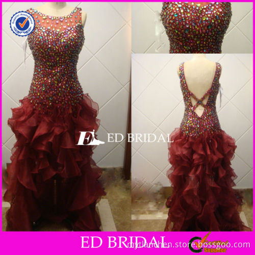 ch006 2013 new style real sample short front long back beaded prom dresses